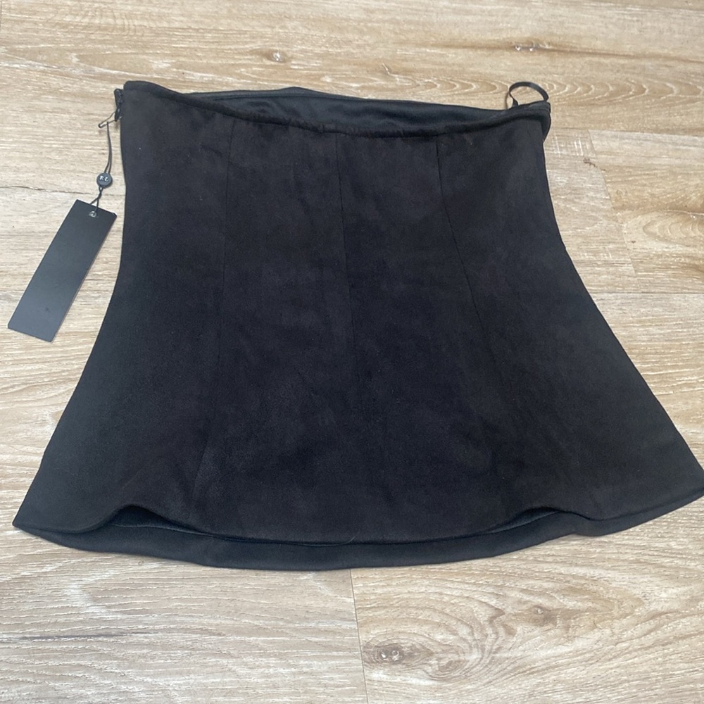 Emerson Lang Black Faux Suede Strapless top-L - Picture 5 of 6